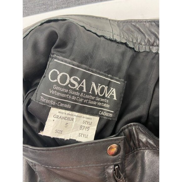 Cosa Nova Women Black Vintage Genuine Leather Skirt Size 5 - Picture 9 of 9